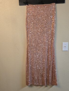 The Vintage Shop Rose Gold Sequin Maxi Skirt